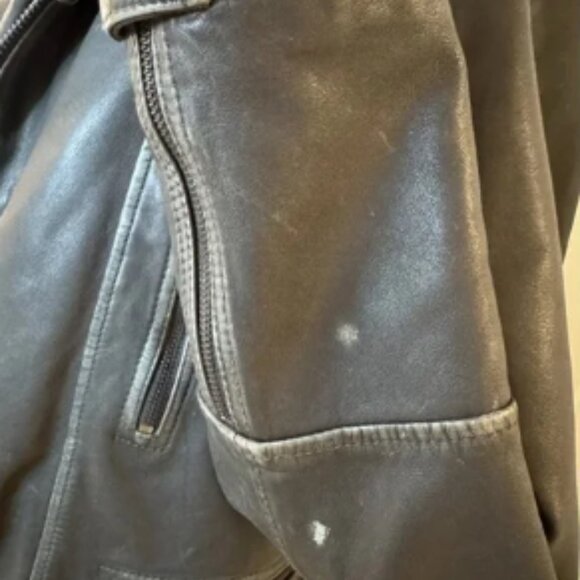 All Saints Mens Leather Jacket CARGO BIKER Black Distressed Sz S Moto City Edgy - Picture 8 of 13